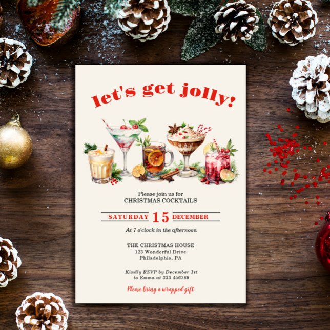 Låt oss Get Jolly | Jul Cocktails Party invita Inbjudningar (Skapare uppladdad)