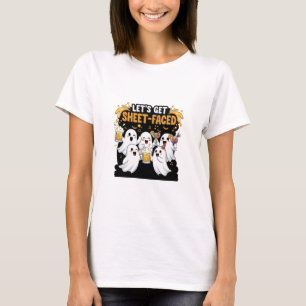 Låt oss Get Lakan-Faced Funny Ghost Halloween T Shirt