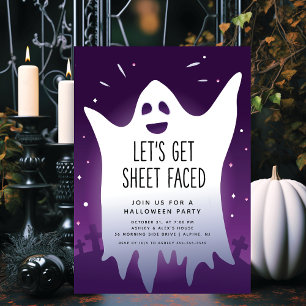 Låt oss Get Lakan Faced Halloween Inbjudningar