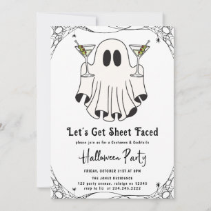 Låt oss Get Lakan Faced Martini Halloween fest Inbjudningar
