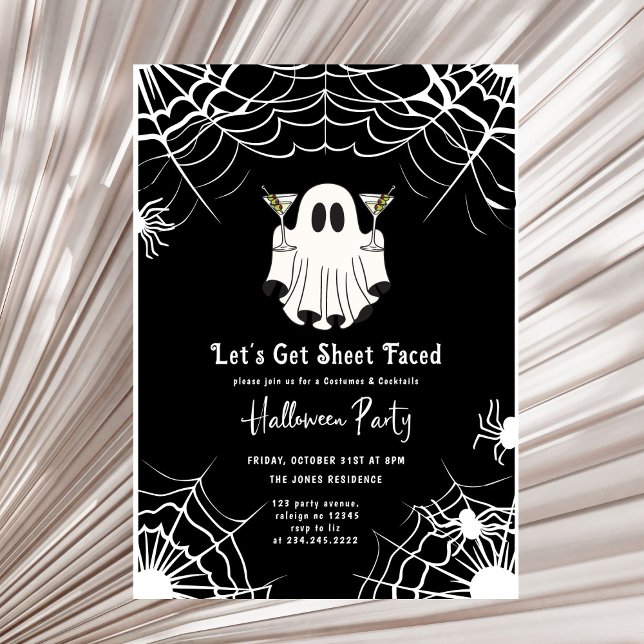 Låt oss Get Lakan Faced Martini Halloween fest Inbjudningar (Skapare uppladdad)