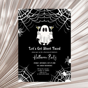 Låt oss Get Lakan Faced Martini Halloween fest Inbjudningar
