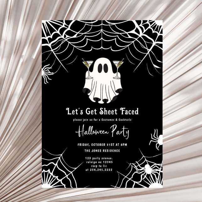Låt oss Get Lakan Faced Martini Halloween fest Inbjudningar (Skapare uppladdad)