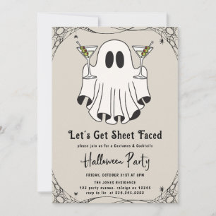 Låt oss Get Lakan Faced Martini Halloween fest Inbjudningar