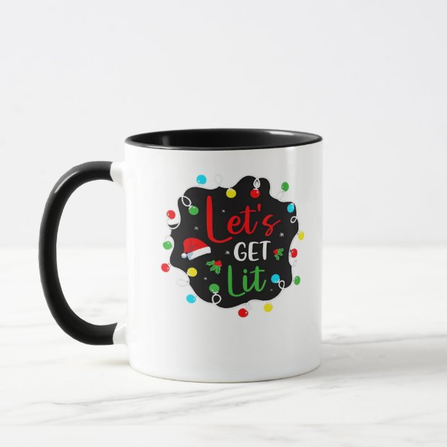 Låt oss Get Lit Lit Funny jul Drinking Ljus Sant Mugg (Vänster)
