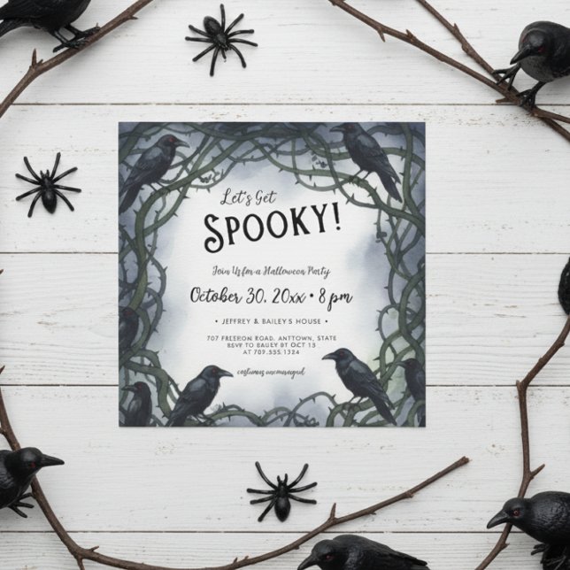 Låt oss Get Spooky Raven Halloween fest Inbjudningar (Skapare uppladdad)