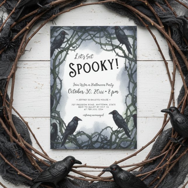 Låt oss Get Spooky Raven Halloween fest Inbjudningar (Skapare uppladdad)