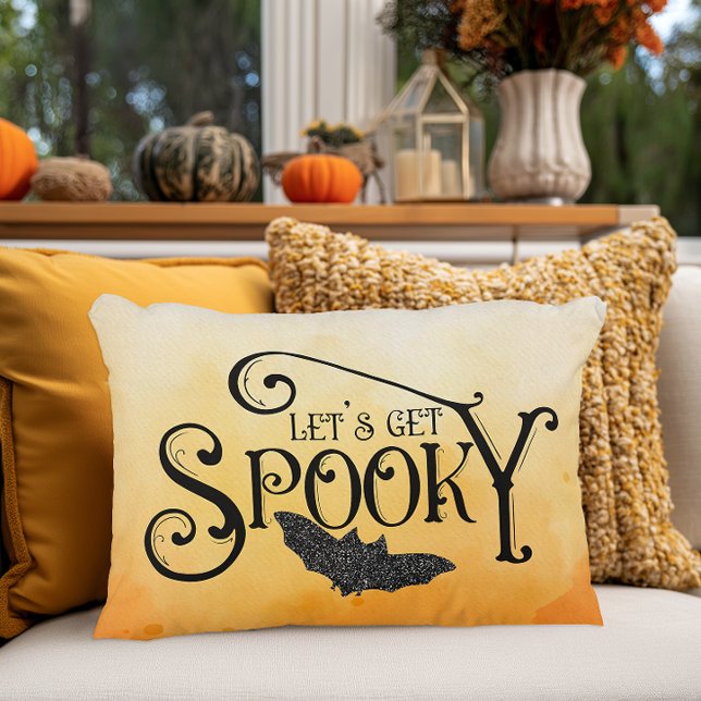Låt oss Get Spooky Sparkly Halloween Prydnadskudde (Let's Get Spooky Decorative Halloween Throw Pillow)
