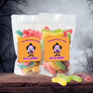 Låt oss Ghoul Funny Halloween Trick Treats Witch Fyrkantigt Klistermärke