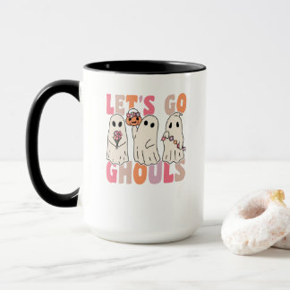 Låt oss Ghouls Groovy Ghost med Vintage Flowers Mugg