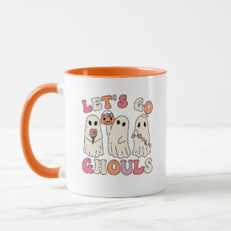 Låt oss Ghouls Groovy Ghost med Vintage Flowers Mugg