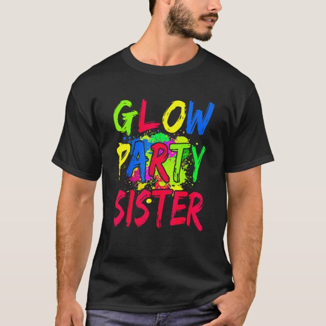 Låt oss Glow Crazy Glow Party 80s Retro Costume Pa T Shirt (Framsida)
