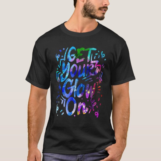Låt oss Glow Crazy Glow Party 80s Retro Costume Pa T Shirt (Framsida)
