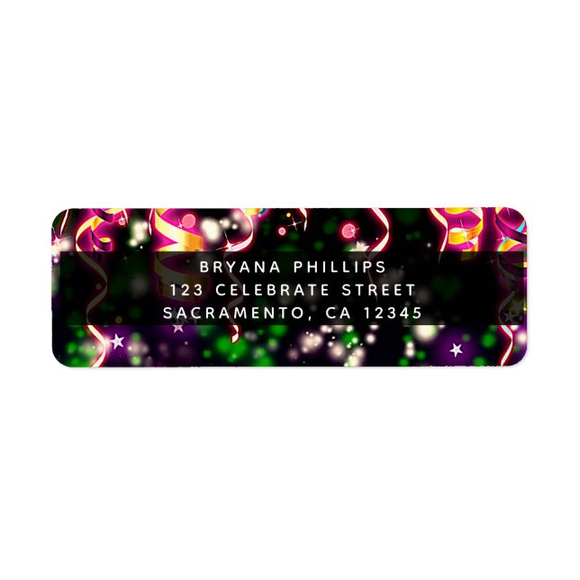 Låt oss Glow Crazy Neon Ljus Födelsedagsfest Returadress Etikett (Framsidan)
