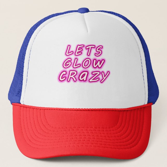 Låt oss Glow Crazy T Shirt Retro Neon Party Rave Keps (Framsida)