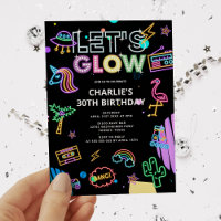 Låt oss Glow Millennial Retro Neon Rosa Birthday
