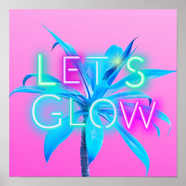 Låt oss GLOW Neon Tropical Festival Party Rave ROS Poster (Framsidan)
