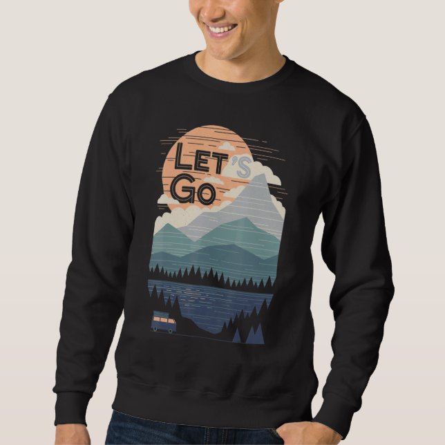 Låt oss Go Äventyr Graphics Minimalist Mountain Ca Lång Ärmad Tröja (Framsida)