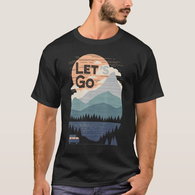 Låt oss Go Äventyr Graphics Minimalist Mountain Ca T Shirt (Framsida)
