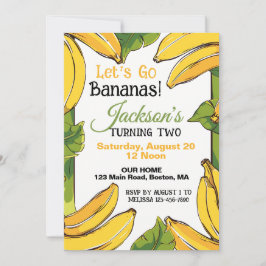 Låt oss Go Bananas any Age Födelsedagsfest Inbjudningar