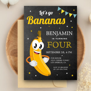 Låt oss Go Bananas Barns födelsedag Party Inbjudningar