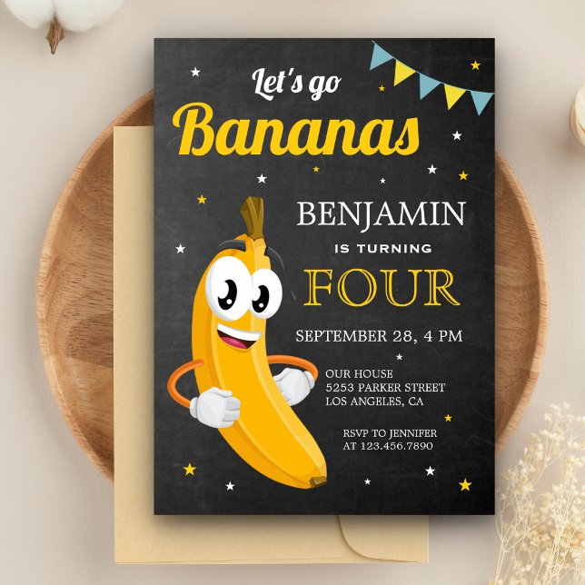 Låt oss Go Bananas Barns födelsedag Party Inbjudningar (Skapare uppladdad)