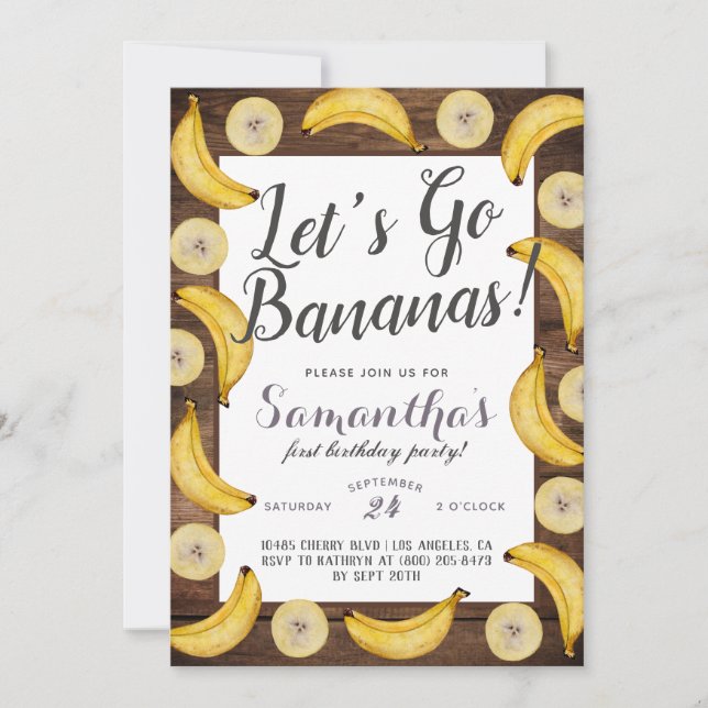 Låt oss Go Bananas Birthday-inbjudan Inbjudningar (Framsida)