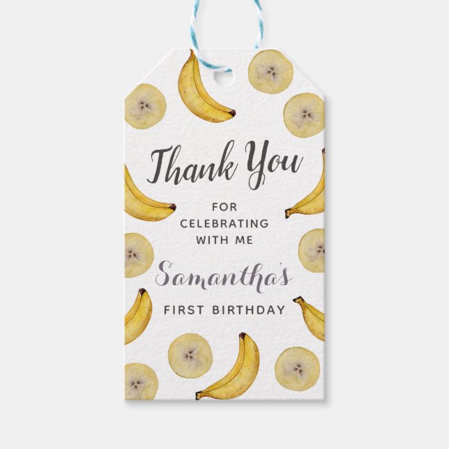 Låt oss Go Bananas Birthday-inbjudan Presentetikett (Framsidan)