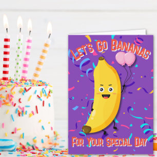 Låt oss Go Bananas Birthday Kort