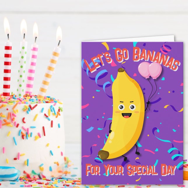 Låt oss Go Bananas Birthday Kort (Skapare uppladdad)