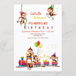 Låt oss Go Bananas Födelsedagsfest Inbjudningar