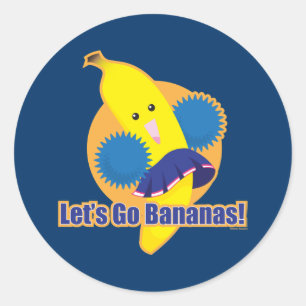 Låt oss Go Bananas! Runt Klistermärke
