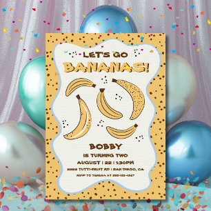 Låt oss Go Bananas Whimsical Roligt Födelsedagsfes Inbjudningar