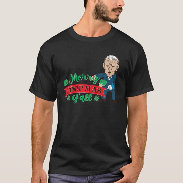 Låt oss Go Biden Funny Poopy Joe Poopmas jul P T Shirt (Framsida)
