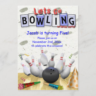 Låt oss Go Bowling! Födelsedagsfest inbjudan