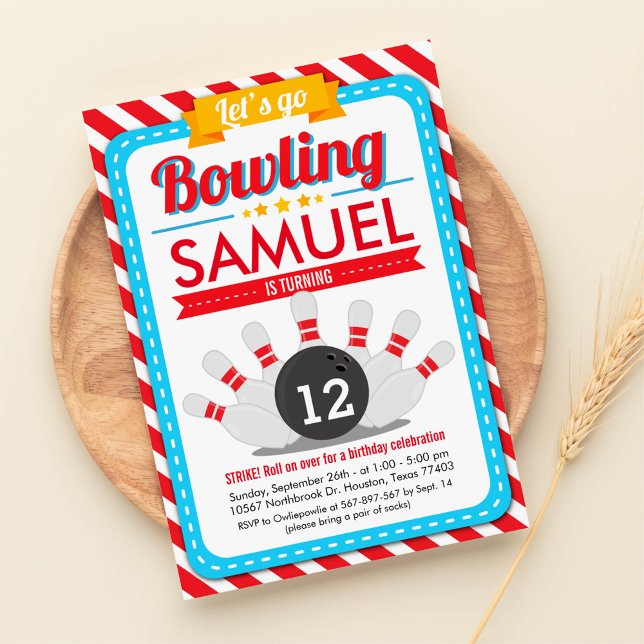 Låt oss go Bowling Födelsedagsfest inbjudan (Skapare uppladdad)
