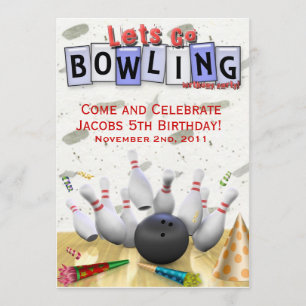 Låt oss Go Bowling-Födelsedagsfest Inbjudningar