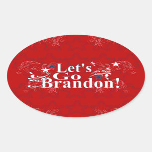 Låt oss Go Brandon Bandana Stickers Ovalt Klistermärke