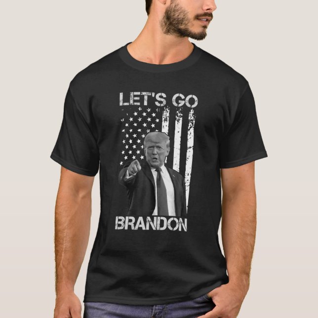 Låt oss Go Brandon Branson Trump and America Flagg T Shirt (Framsida)