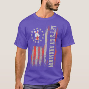Låt oss Go Brandon Bunny Joe Biden Eggs USA flagga T Shirt