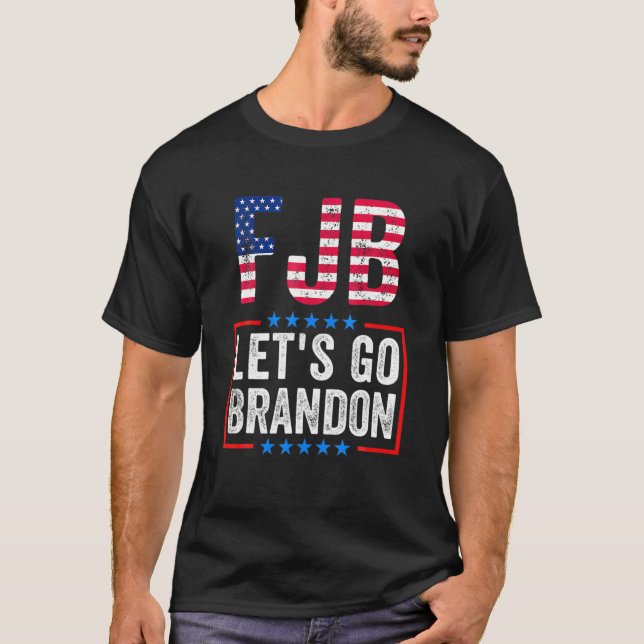 Låt oss Go Brandon Chant USA flagga Anti Meme Bide T Shirt (Framsida)