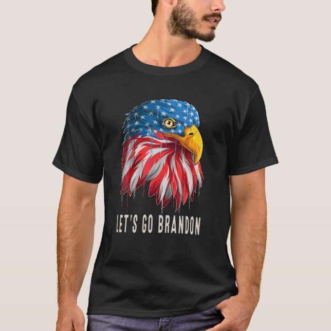 Låt oss Go Brandon Eagle Head med American Flagga  T Shirt (Framsida)