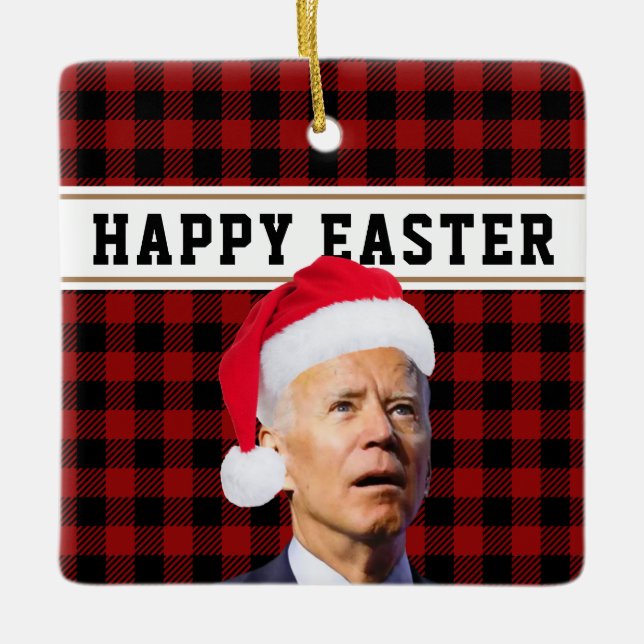 Låt oss Go Brandon FJB Julafton, Glad påsk Julgransprydnad Keramik (Framsida)