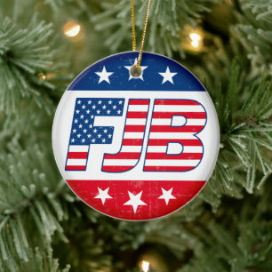 Låt oss Go Brandon fjb roligt anti joe Biden Julgransprydnad Keramik