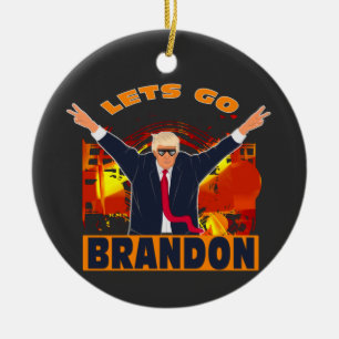 Låt oss Go Brandon Funny Anti Biden Trump Policy Julgransprydnad Keramik