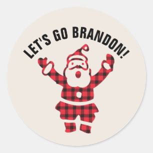 LÅT OSS GO BRANDON! FUNNY CHRISTMAS SANTA STICKERS RUNT KLISTERMÄRKE