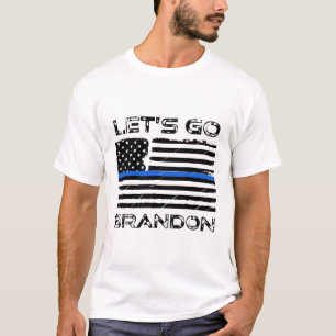 Låt oss Go Brandon Funny Distress Blue Line Flagg T Shirt