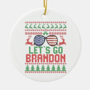 Låt oss Go Brandon Funny Ugly julsötare Julgransprydnad Keramik