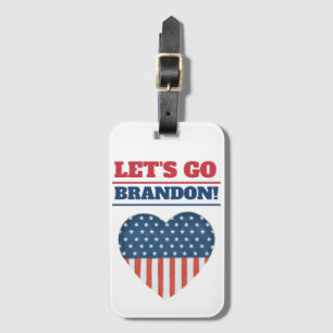 "Låt oss Go Brandon!" Heart American Flagga Bagagebricka