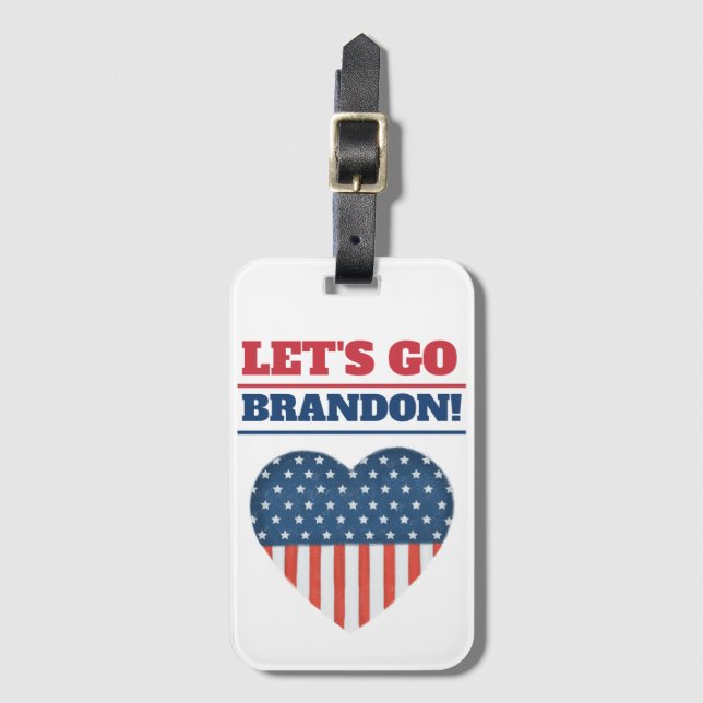 "Låt oss Go Brandon!" Heart American Flagga Bagagebricka (Framsida vertikal)
